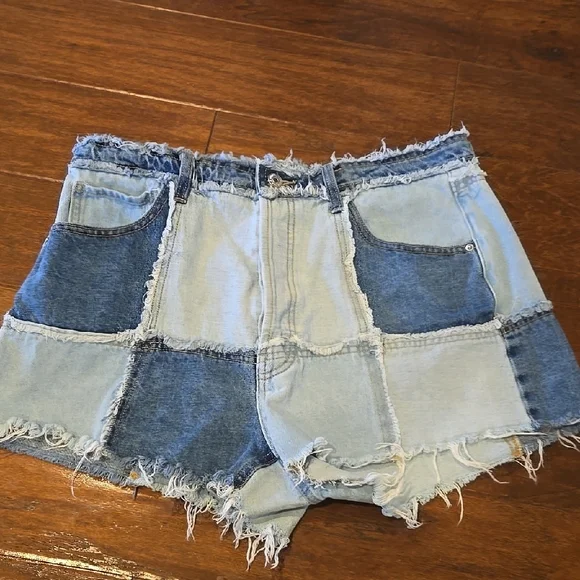 Wild Fable Patchwork Highest Rise Cut Off Shorts - Picture 1 of 9